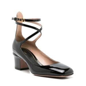 Valentino Garavani Tan-Go Patent-Leather Ankle Strap Pumps Black Women's 40/9.5